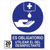 Jbm 14817 - PACK DE 20 PÓSTERS DE "ES OBLIGATORIO UTILIZAR EL GEL DESINF