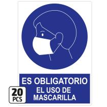 Jbm 14821 - PACK DE 20 POSTERS DE "ES OBLIGATORIO EL USO DE MASCARILLA"